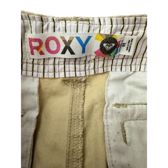 Vintage Roxy Super Soft Khaki Cargo Shorts - Size 11 Juniors Medium - Picture 2 of 5